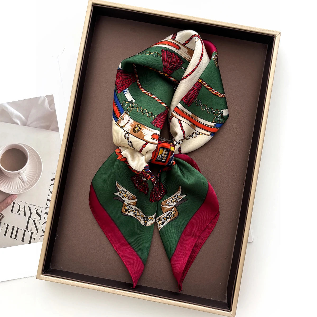 Print Silk Feeling Hairband Scarf