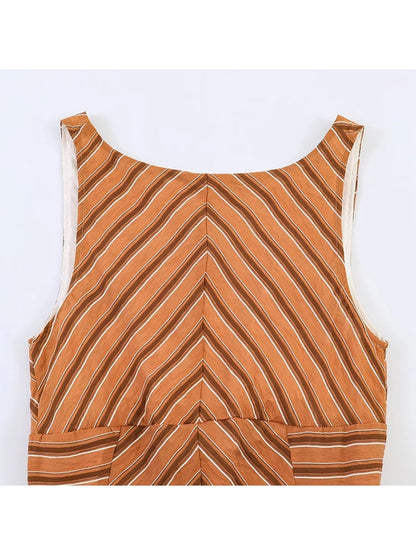 Striped Sleeveless Midi Dress