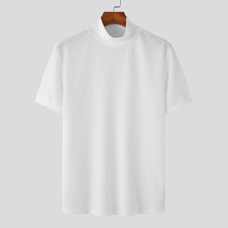 Textured High-Neck Korean Bottoming Tee