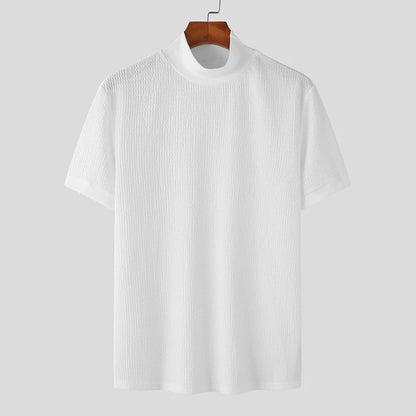 Textured High-Neck Korean Bottoming Tee