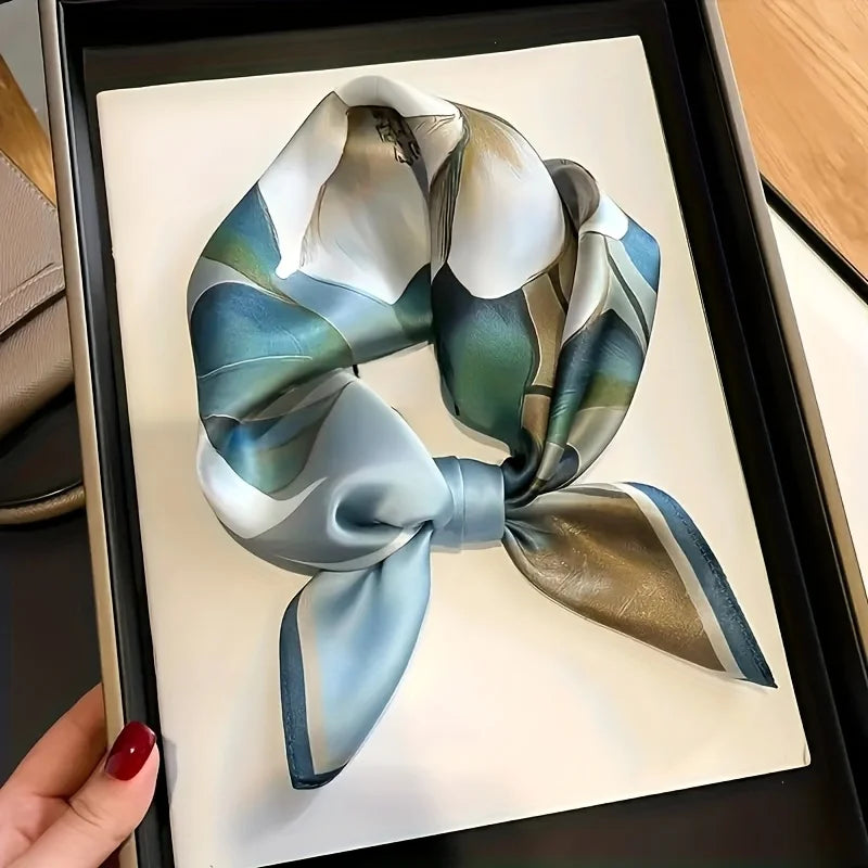 Lotus Print Silk Square Scarf