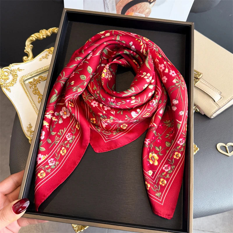 Floral Polyester Square Scarf