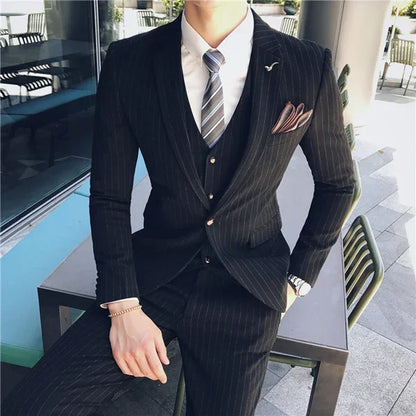 Lattice Plaid Three-Piece Formal Suit