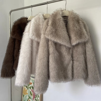 Gradient Fur Collar Coat