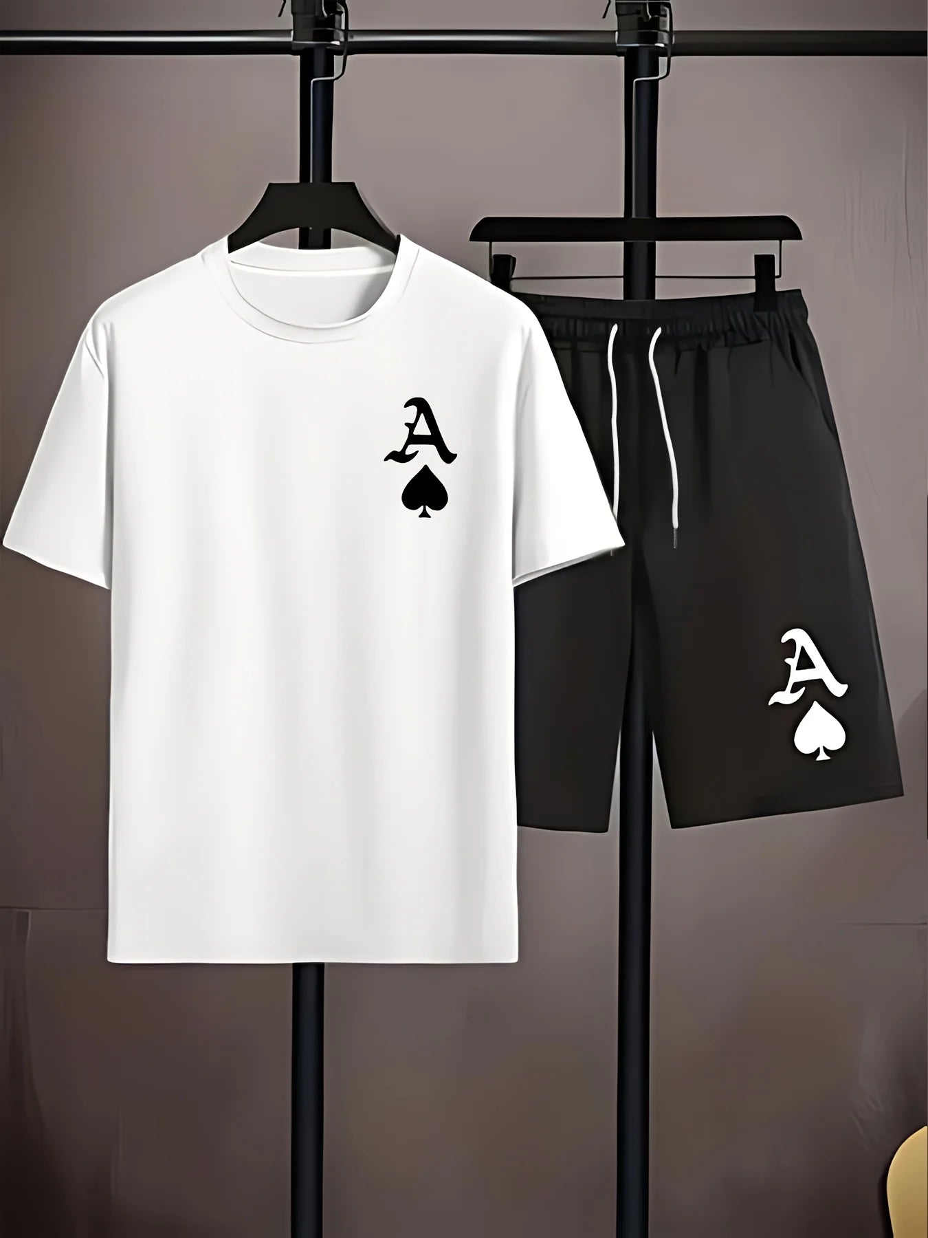 Casual T-Shirt Drawstring Shorts Set