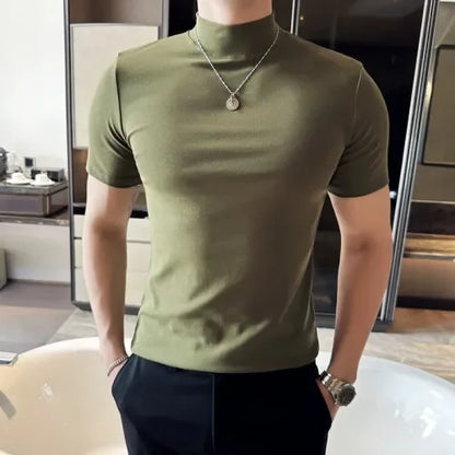 Korean Slim Half High-Neck T-Shirt