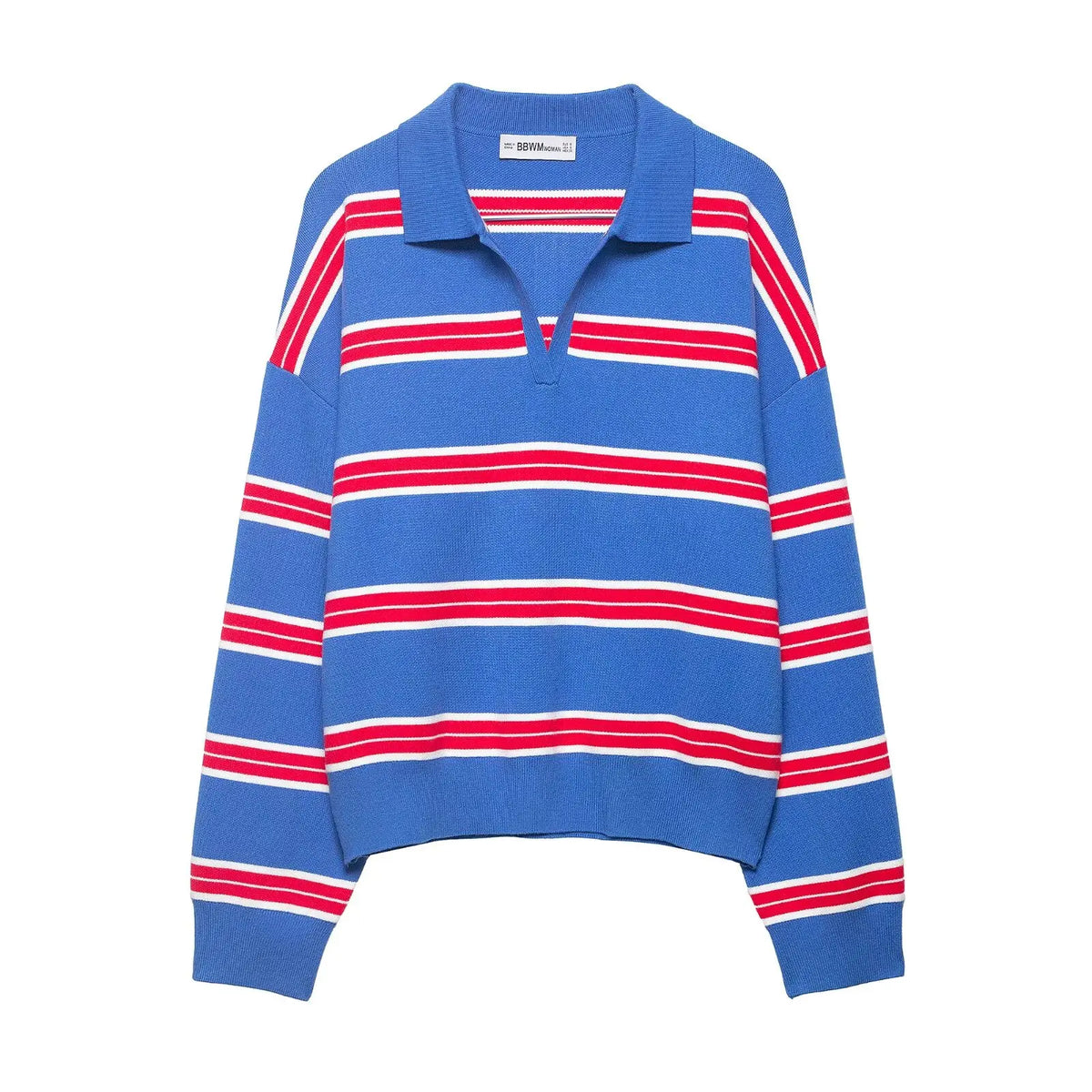 Striped Knit Polo Sweater