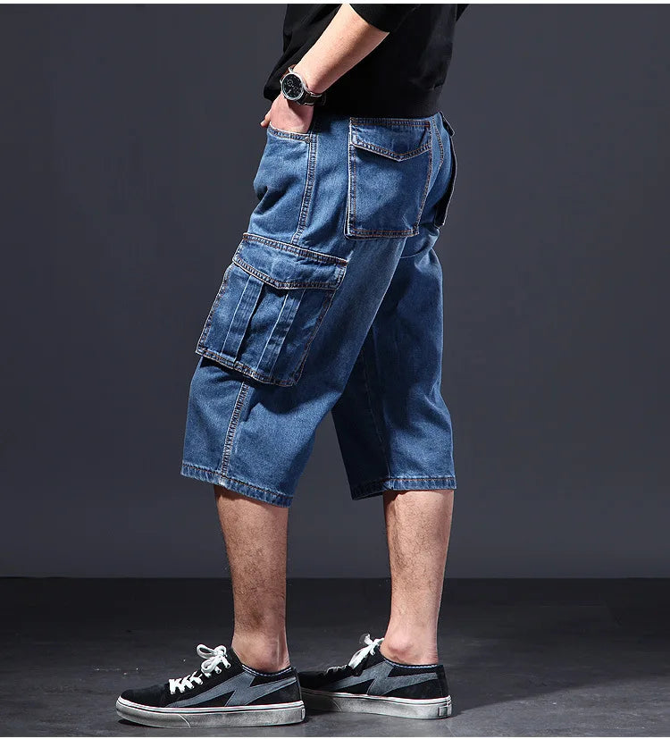 Multi-Pocket Workwear Denim Shorts