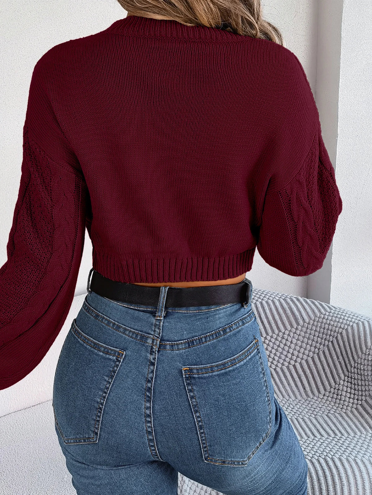 Cable Knit Cropped Sweater