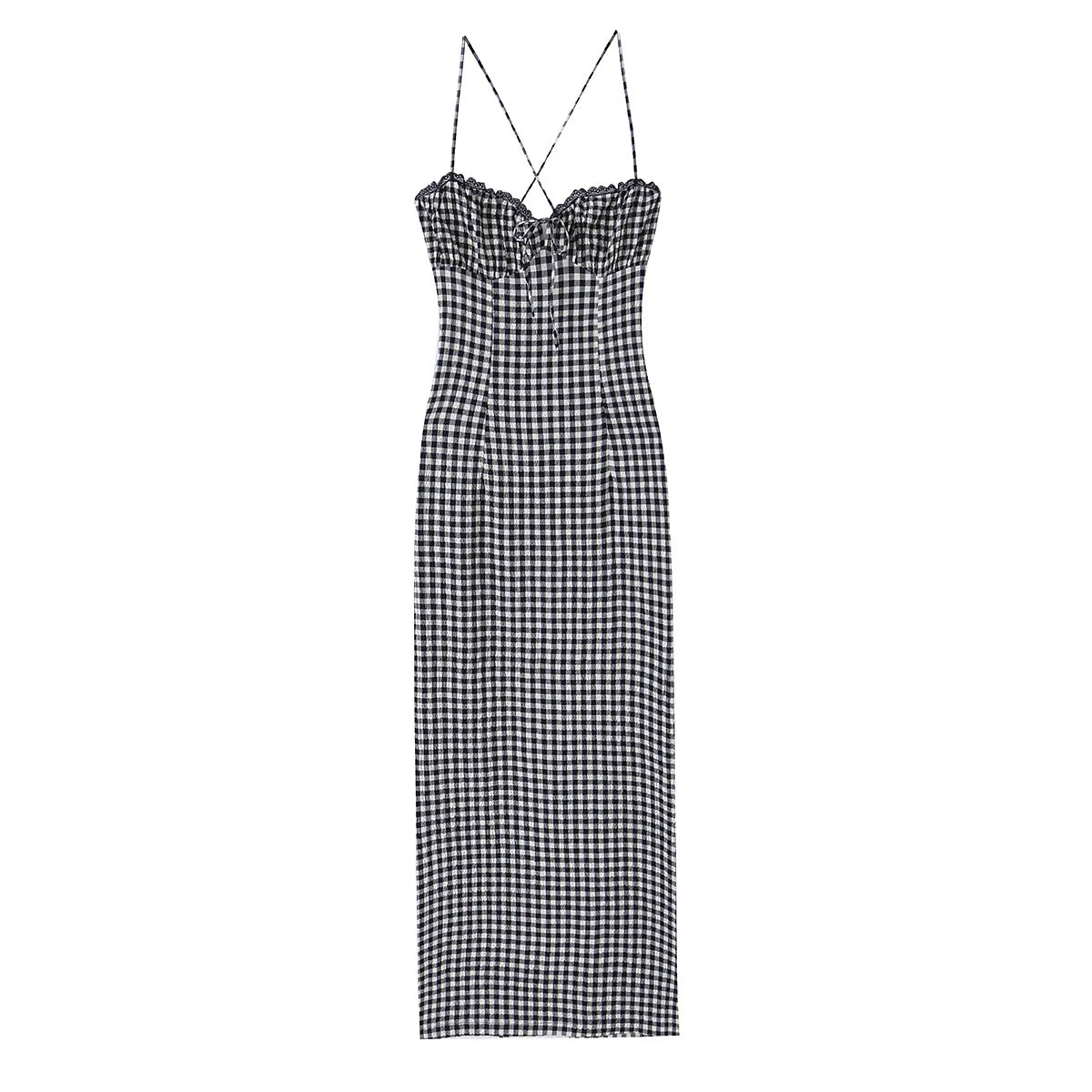 Gingham Wide-Strap Dress