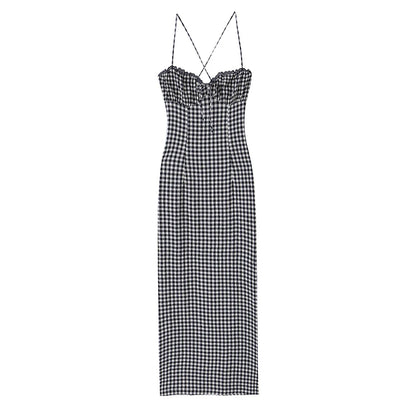 Gingham Wide-Strap Dress