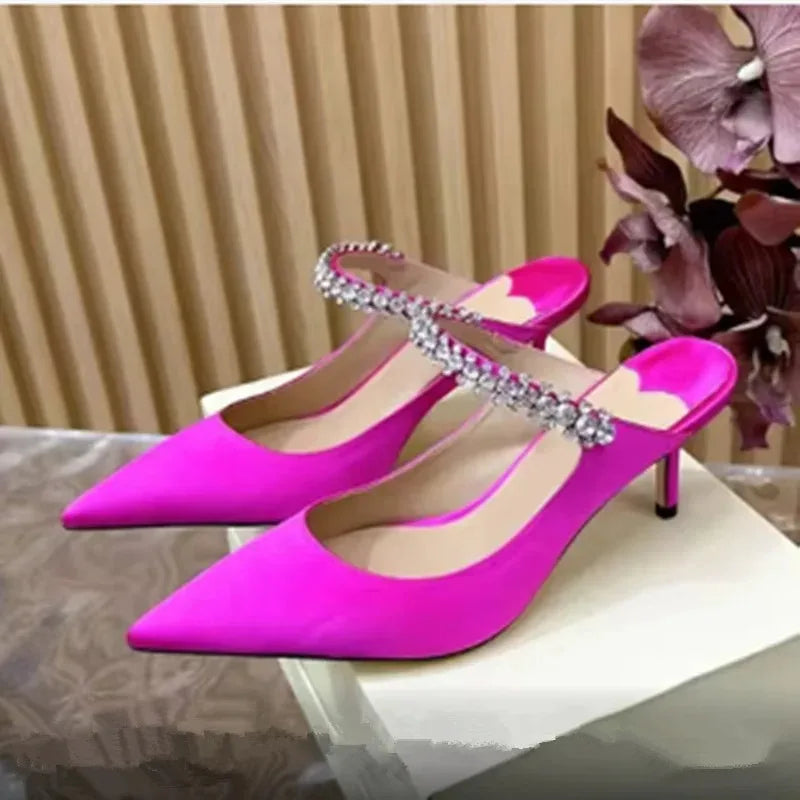 Silk Beaded Mule Sandals