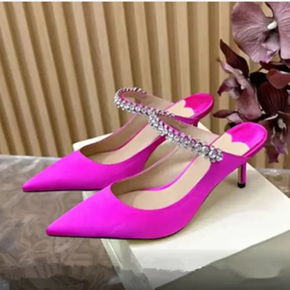 Silk Beaded Mule Sandals