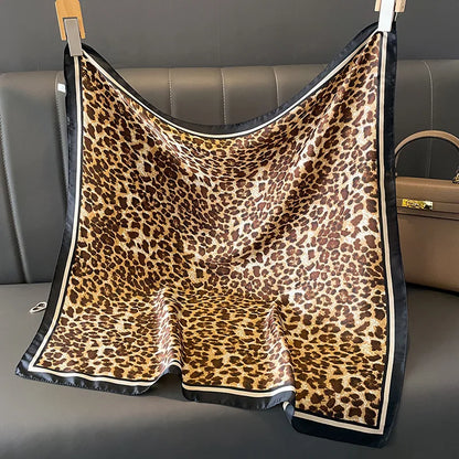 Leopard Print Satin Headscarf