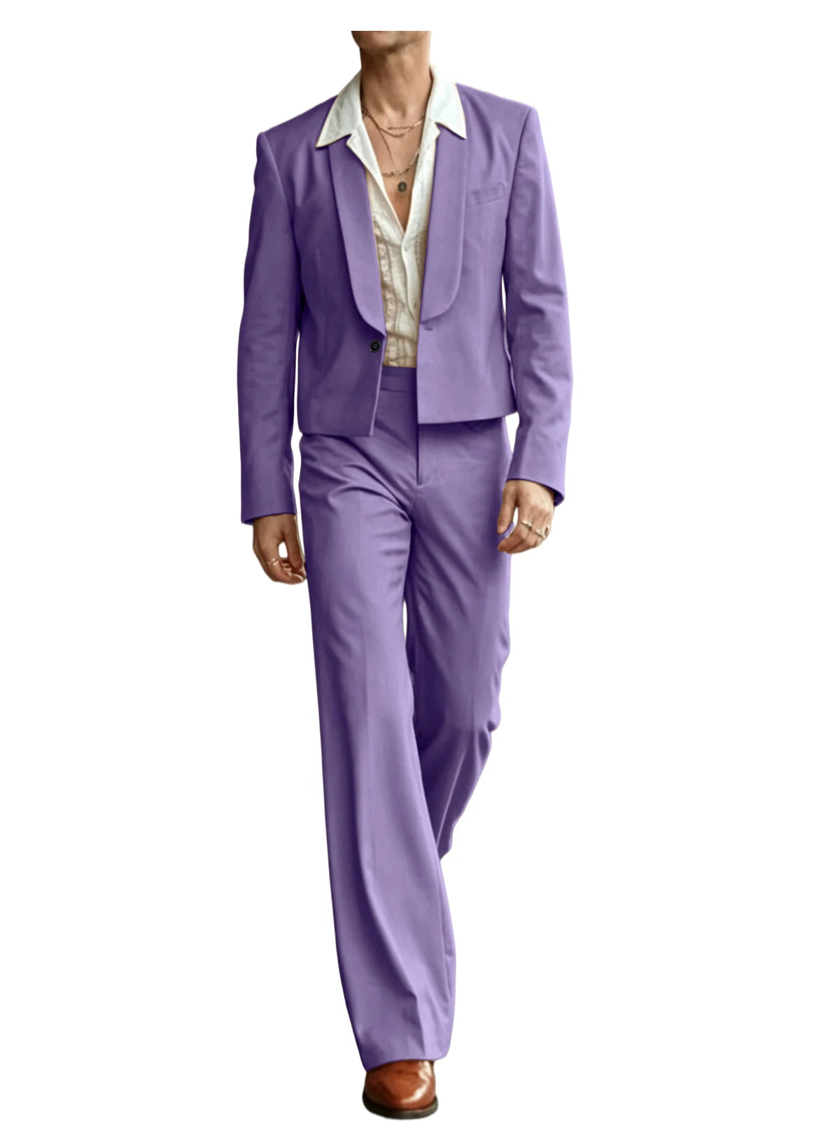Cropped Blazer Flare Pants Tuxedo Set