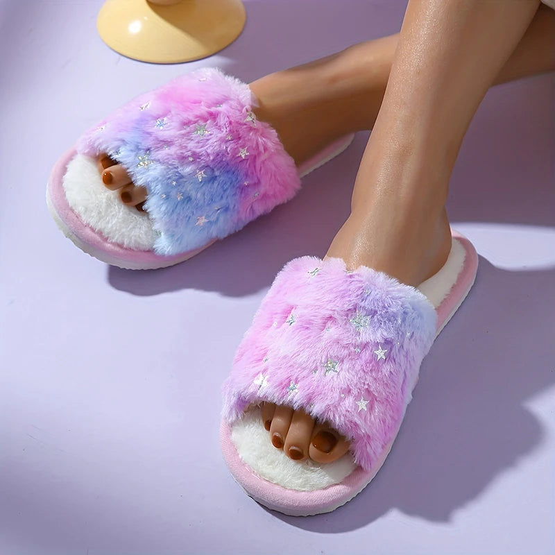 Plush Star Winter Cotton Slippers