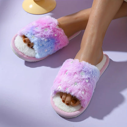 Plush Star Winter Cotton Slippers