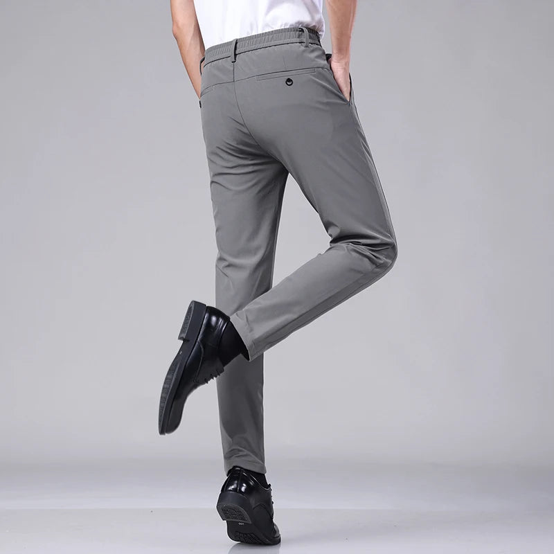 Ice Silk Slim Straight Trousers