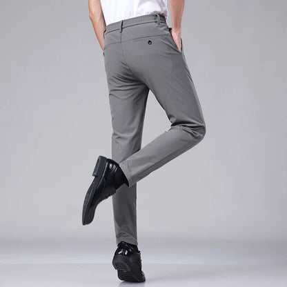 Ice Silk Slim Straight Trousers