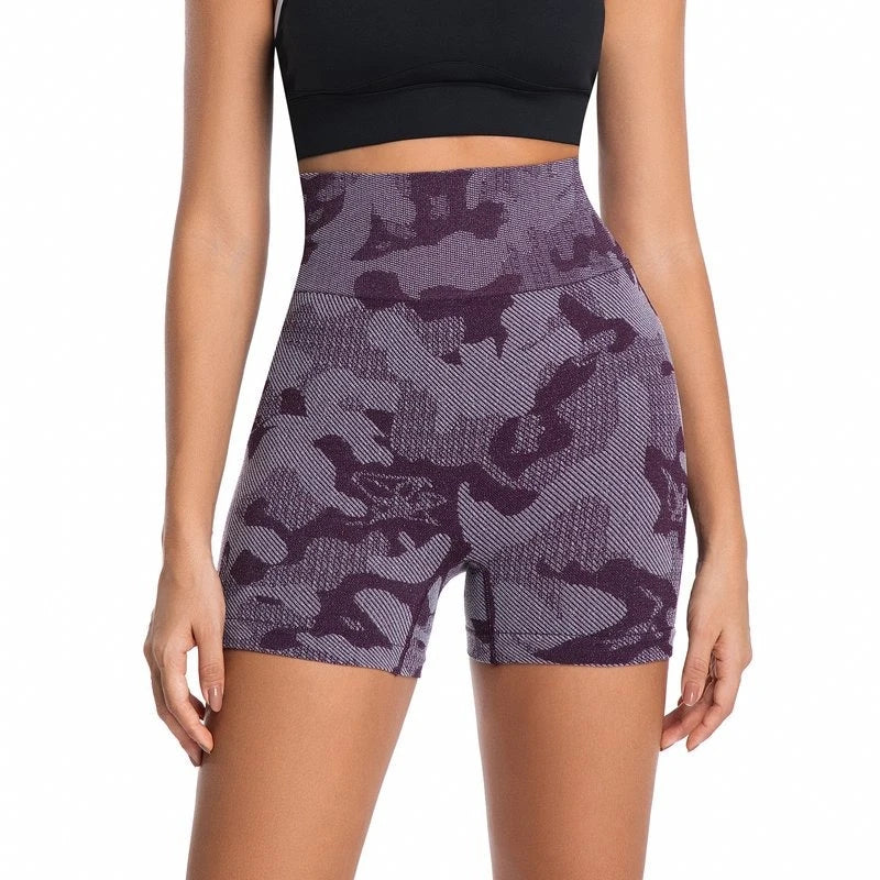 Camouflage Ribbed Yoga Shorts