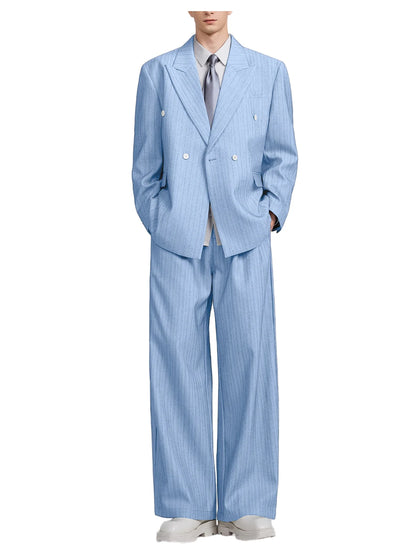 Pinstripe Double-Breasted Wide-Leg Suit