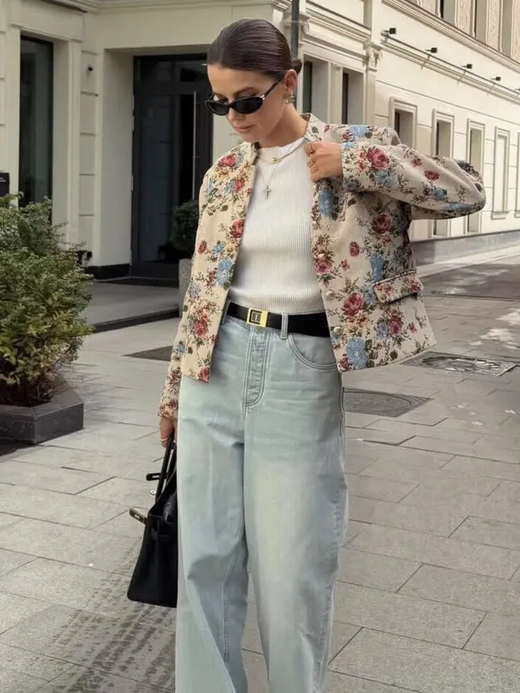 Printed Round Neck Jacket