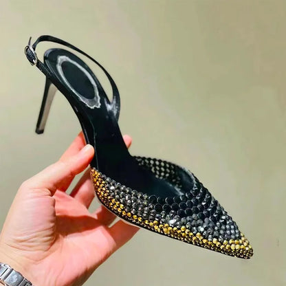 Crystal Satin Slingback Pumps