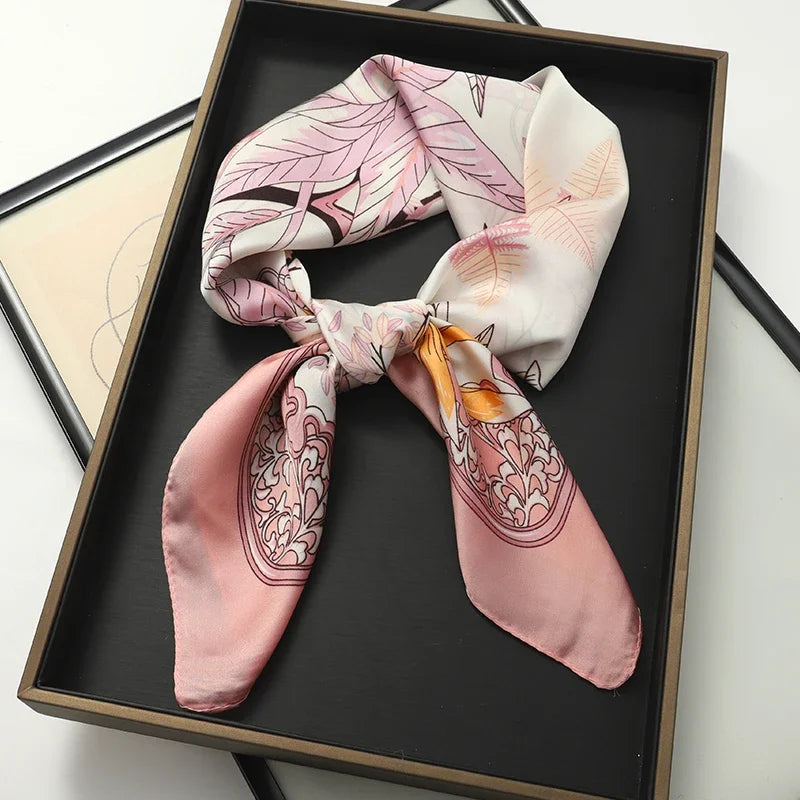 Satin Bandana Print Silk Scarf