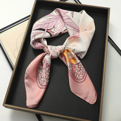 Satin Bandana Print Silk Scarf