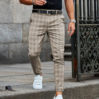 Vintage Checkered Cotton Pencil Pants