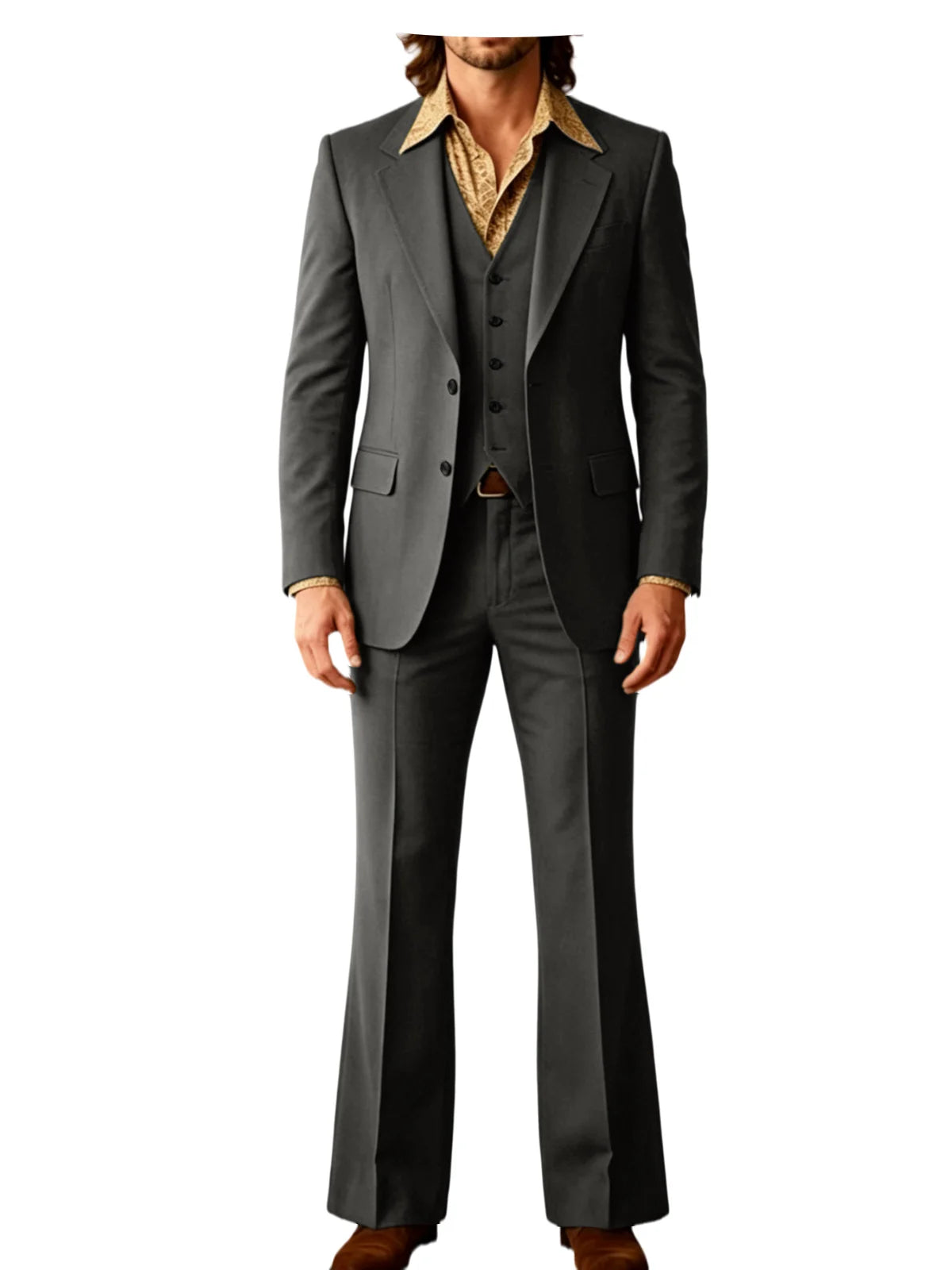 Retro Bell-Bottom Three-Piece Suit