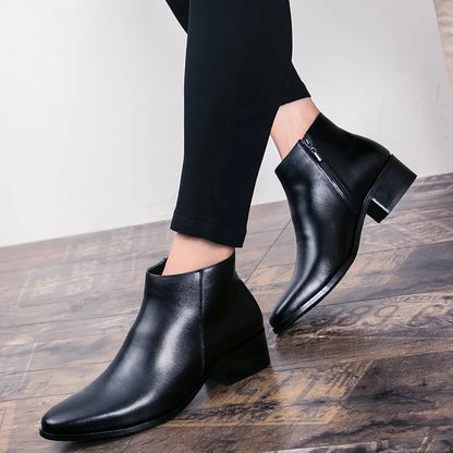 Black Leather Chelsea Ankle Boots
