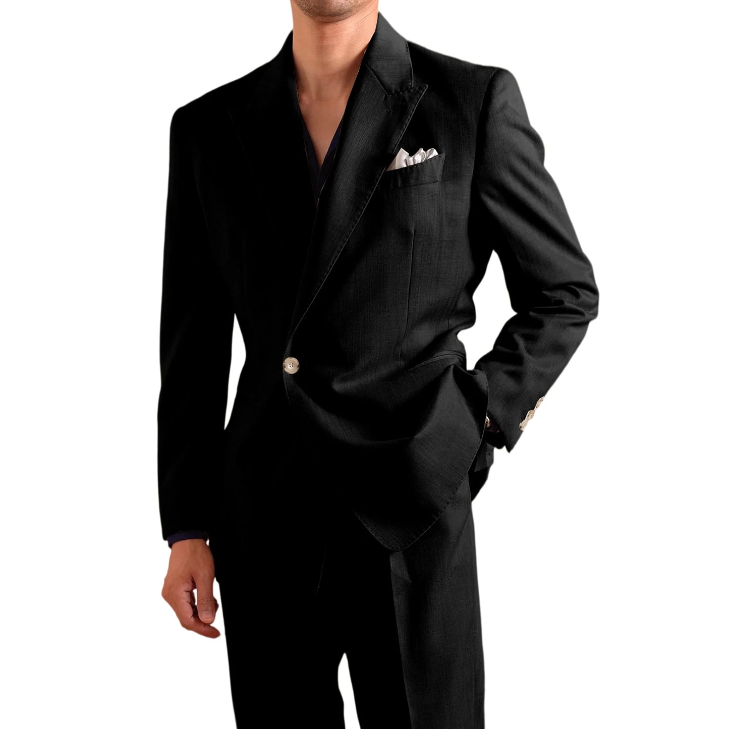Linen Peak-Lapel Wedding Suit Set