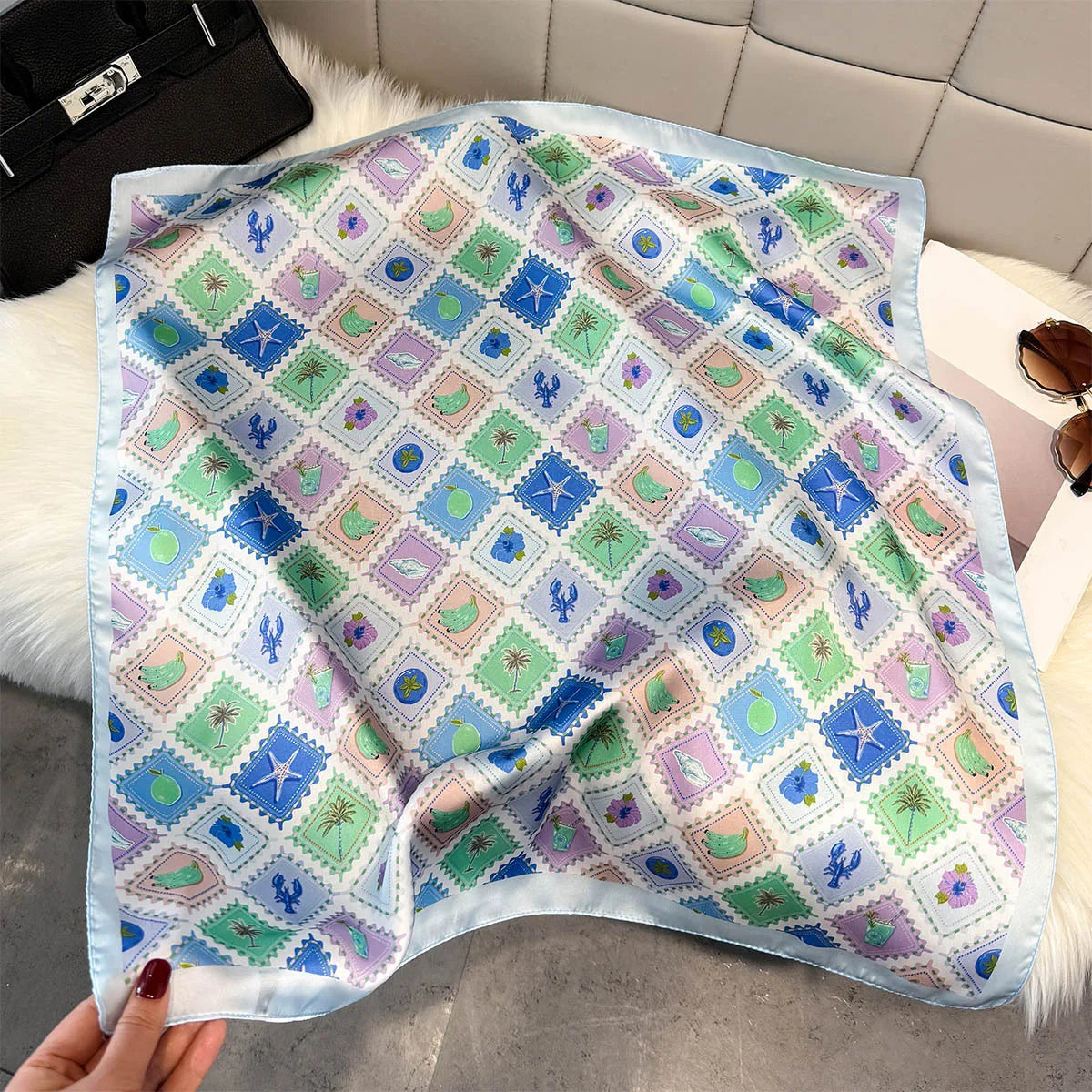 Fruit Print Korean Square Scarf
