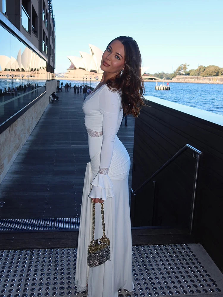 Long-Sleeve Lace Maxi Dress