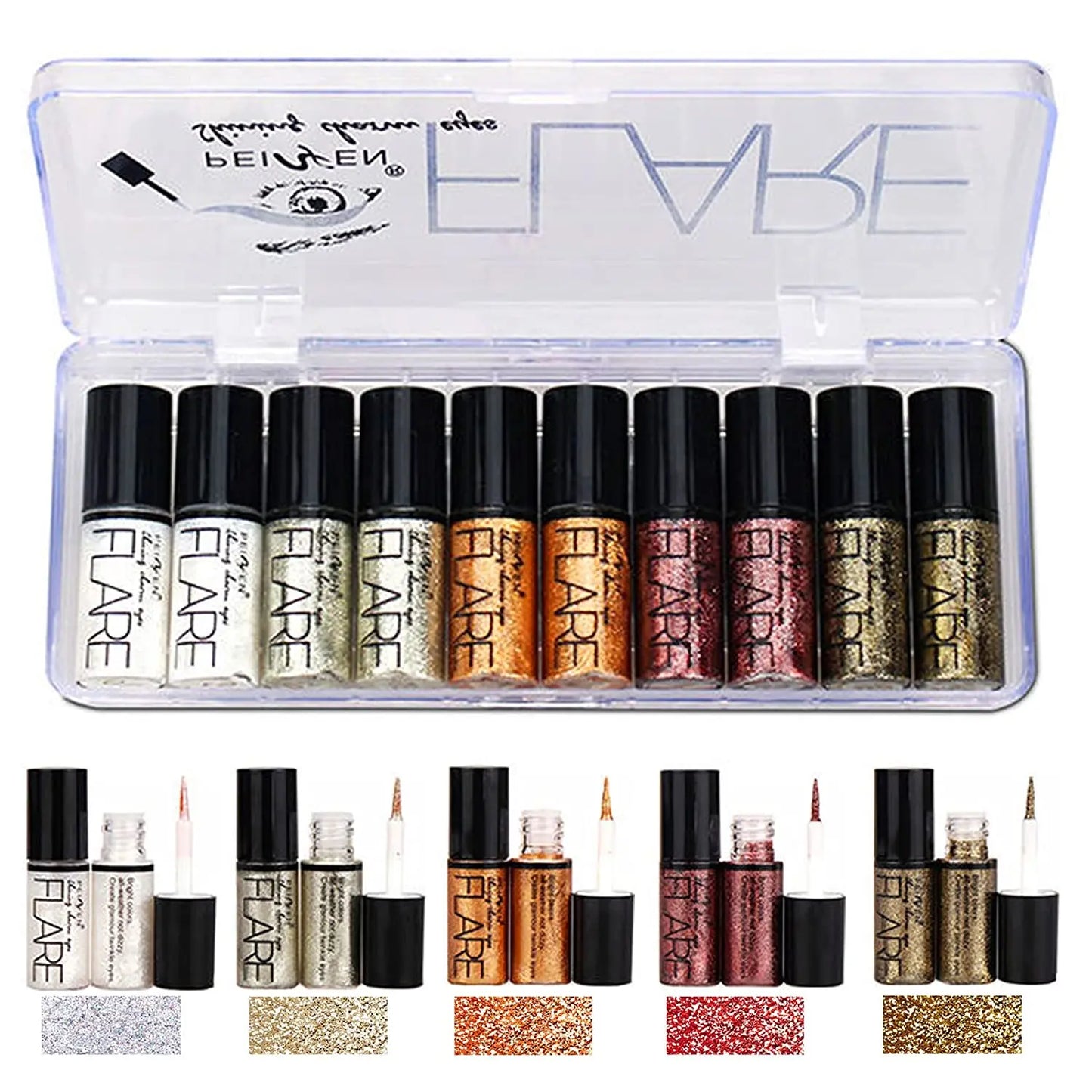 10Pcs Glitter Eyeliner Set