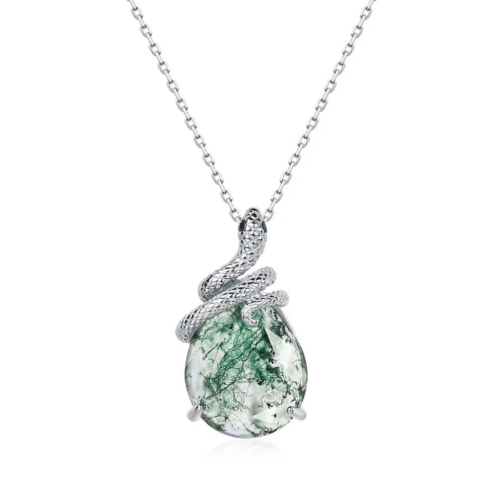 Moss Agate Snake Pendant