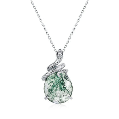 Moss Agate Snake Pendant