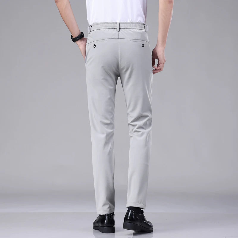Ice Silk Slim Straight Trousers
