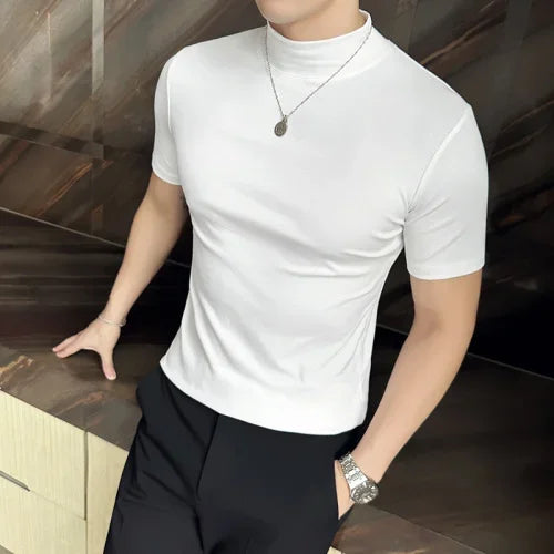 Korean Slim Half High-Neck T-Shirt