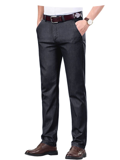 Straight Leg Denim Dress Pants