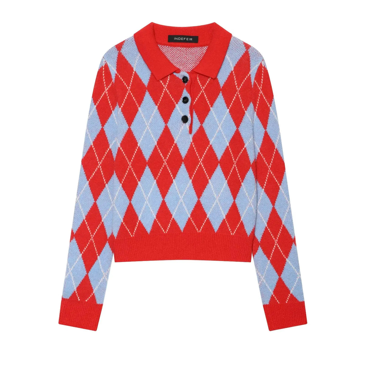 Argyle Polo Collar Sweater