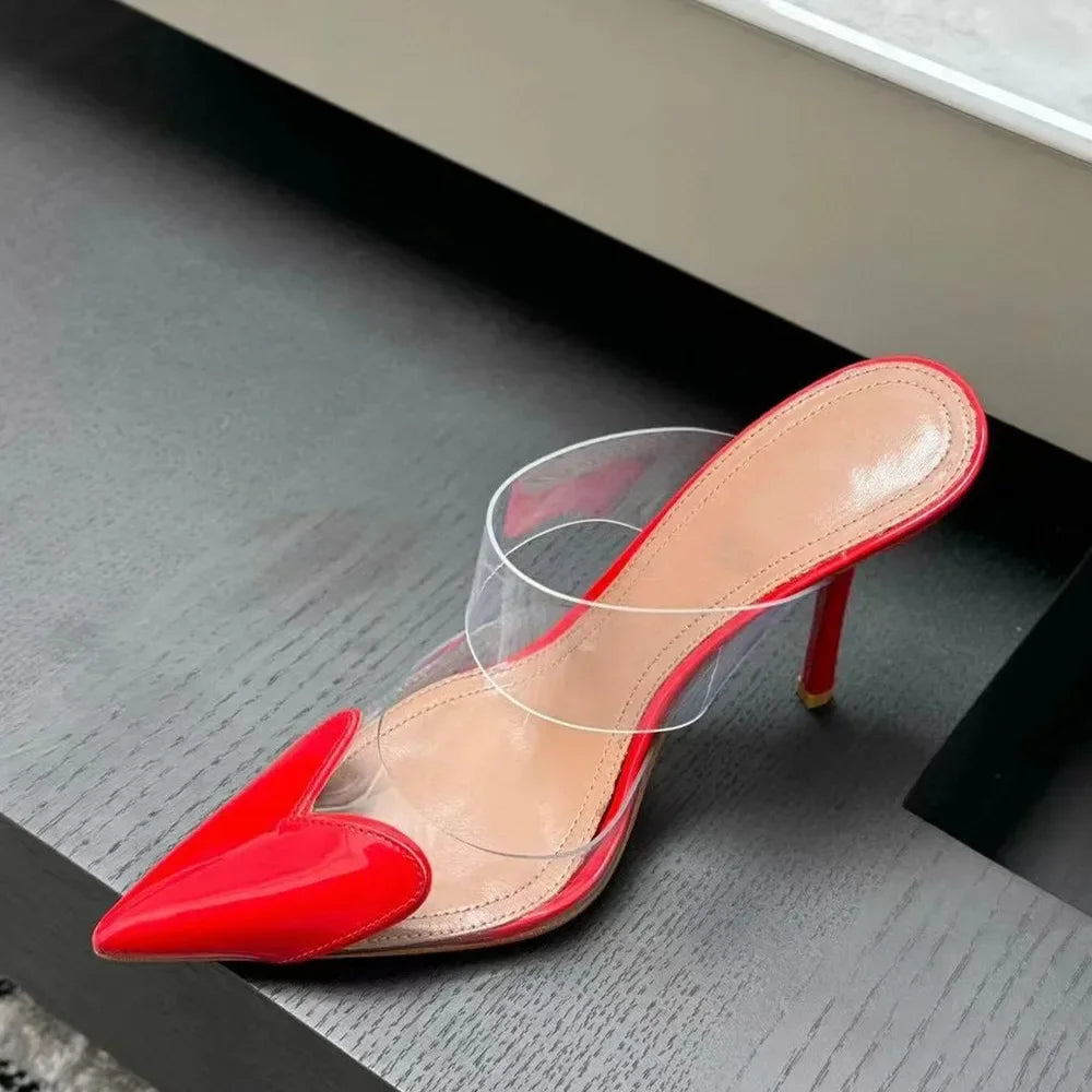 Transparent Heart Mules
