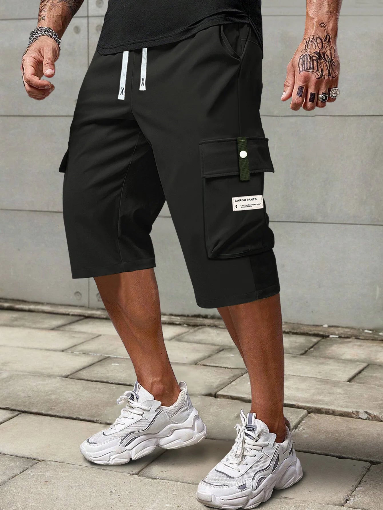 Straight Leg Cargo Capri Shorts