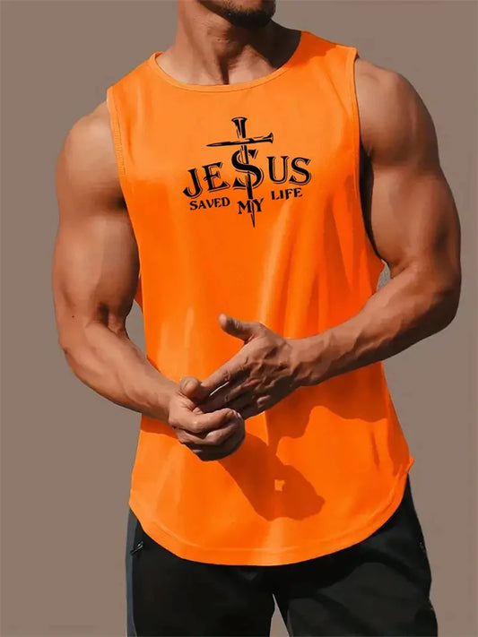 Cross Print Streetwear Tank Top