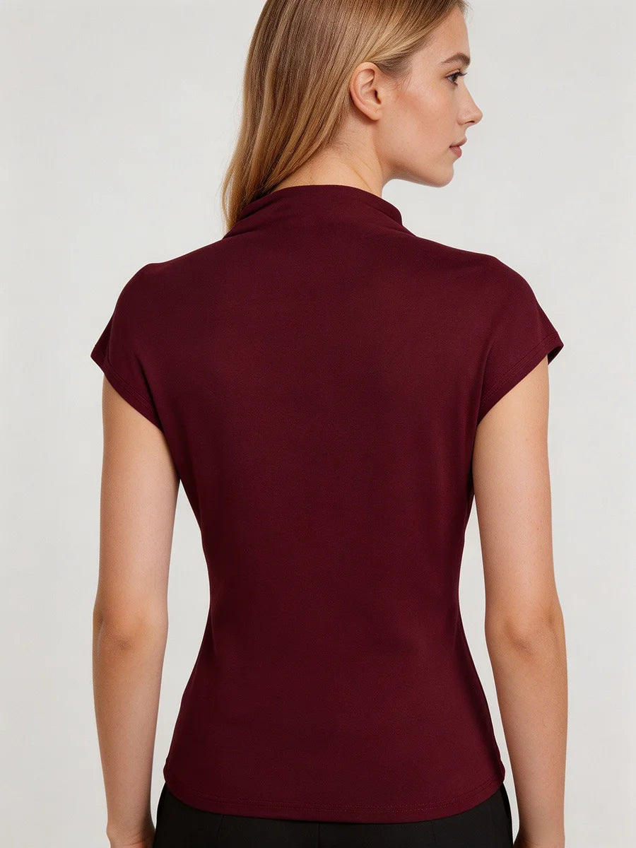 Burgundy Mock Neck Top