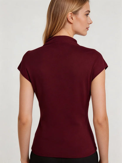 Burgundy Mock Neck Top