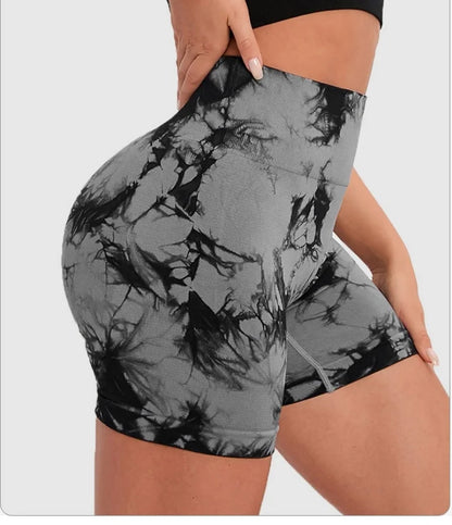 Seamless Tie-Dye Yoga Shorts