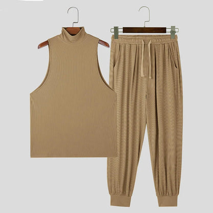 Turtleneck Tank Top Drawstring Set
