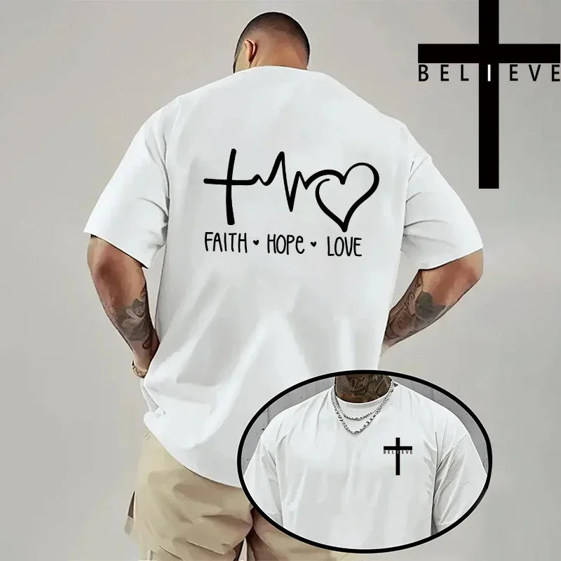 Jesus Cross Print Cotton Tee